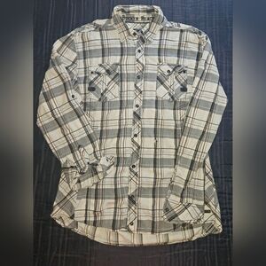 Men's Buckle Black Button Up, XL